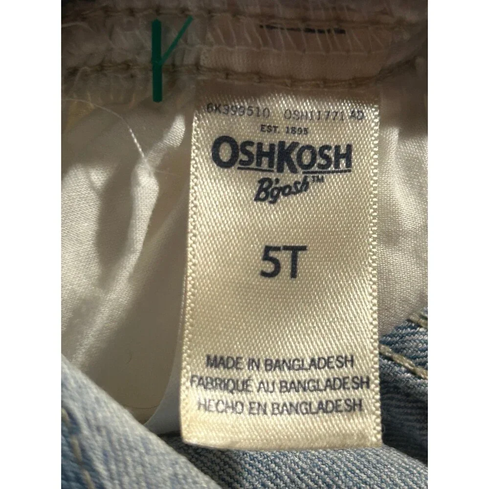 OshKosh B'gosh Vintage Toddler Denim & White Eyelet Lace Jumper Dress 5T